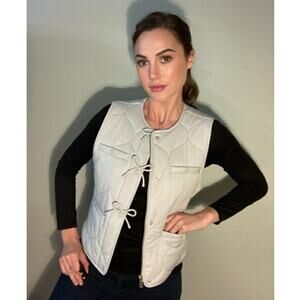 7 For All Mankind Light Blue Quilted Vest Bows Sweet Layering Sz M